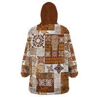 Hawaiian Quilt Wearable Blanket Hoodie Tiki Tropical Retro Brown Version - Wonder Print Shop