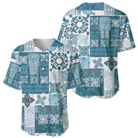 Hawaiian Quilt Baseball Jersey Tiki Tropical Retro Dark Cyan Version - Wonder Print Shop