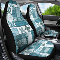 Hawaiian Quilt Car Seat Cover Tiki Tropical Retro Dark Cyan Version - Wonder Print Shop