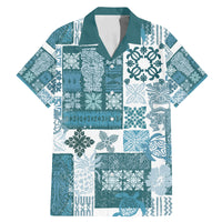 Hawaiian Quilt Family Matching Mermaid Dress and Hawaiian Shirt Tiki Tropical Retro Dark Cyan Version - Wonder Print Shop
