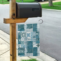 Hawaiian Quilt Garden Flag Tiki Tropical Retro Dark Cyan Version - Wonder Print Shop