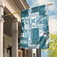 Hawaiian Quilt Garden Flag Tiki Tropical Retro Dark Cyan Version - Wonder Print Shop