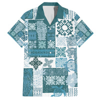 Hawaiian Quilt Hawaiian Shirt Tiki Tropical Retro Dark Cyan Version - Wonder Print Shop
