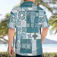 Hawaiian Quilt Hawaiian Shirt Tiki Tropical Retro Dark Cyan Version - Wonder Print Shop