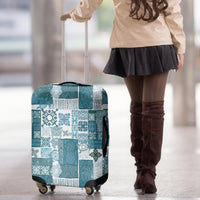 Hawaiian Quilt Luggage Cover Tiki Tropical Retro Dark Cyan Version - Wonder Print Shop