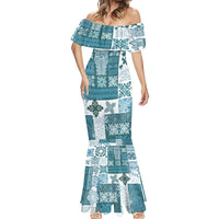 Hawaiian Quilt Mermaid Dress Tiki Tropical Retro Dark Cyan Version - Wonder Print Shop