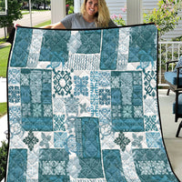 Hawaiian Quilt Quilt Tiki Tropical Retro Dark Cyan Version - Wonder Print Shop