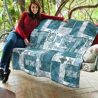 Hawaiian Quilt Quilt Tiki Tropical Retro Dark Cyan Version - Wonder Print Shop