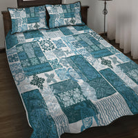 Hawaiian Quilt Quilt Bed Set Tiki Tropical Retro Dark Cyan Version - Wonder Print Shop
