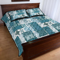 Hawaiian Quilt Quilt Bed Set Tiki Tropical Retro Dark Cyan Version - Wonder Print Shop