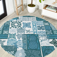 hawaiian-quilt-round-carpet-tiki-tropical-retro-dark-cyan-version