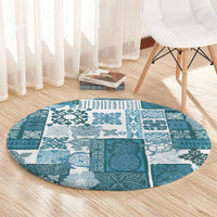hawaiian-quilt-round-carpet-tiki-tropical-retro-dark-cyan-version