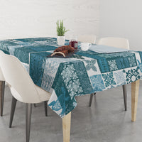 Hawaiian Quilt Tablecloth Tiki Tropical Retro Dark Cyan Version - Wonder Print Shop