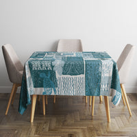 Hawaiian Quilt Tablecloth Tiki Tropical Retro Dark Cyan Version - Wonder Print Shop