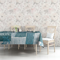 Hawaiian Quilt Tablecloth Tiki Tropical Retro Dark Cyan Version - Wonder Print Shop