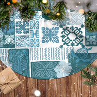 Hawaiian Quilt Tree Skirt Tiki Tropical Retro Dark Cyan Version - Wonder Print Shop