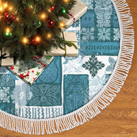 Hawaiian Quilt Tree Skirt Tiki Tropical Retro Dark Cyan Version - Wonder Print Shop