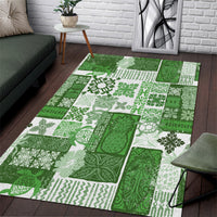 Hawaiian Quilt Area Rug Tiki Tropical Retro Green Version - Wonder Print Shop
