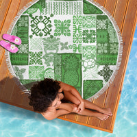 Hawaiian Quilt Beach Blanket Tiki Tropical Retro Green Version - Wonder Print Shop