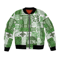 Hawaiian Quilt Bomber Jacket Tiki Tropical Retro Green Version - Wonder Print Shop