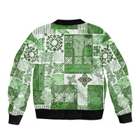 Hawaiian Quilt Bomber Jacket Tiki Tropical Retro Green Version - Wonder Print Shop