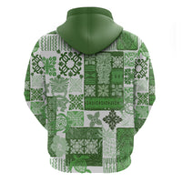 Hawaiian Quilt Hoodie Tiki Tropical Retro Green Version - Wonder Print Shop