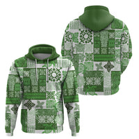 Hawaiian Quilt Hoodie Tiki Tropical Retro Green Version - Wonder Print Shop