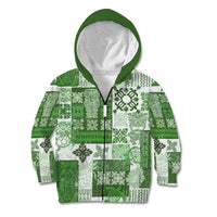 Hawaiian Quilt Kid Hoodie Tiki Tropical Retro Green Version - Wonder Print Shop