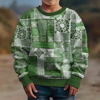 Hawaiian Quilt Kid Ugly Christmas Sweater Tiki Tropical Retro Green Version - Wonder Print Shop