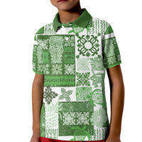 Hawaiian Quilt Kid Polo Shirt Tiki Tropical Retro Green Version - Wonder Print Shop