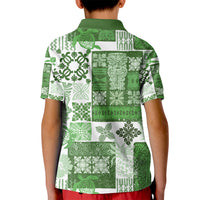 Hawaiian Quilt Kid Polo Shirt Tiki Tropical Retro Green Version - Wonder Print Shop