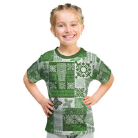 Hawaiian Quilt Kid T Shirt Tiki Tropical Retro Green Version - Wonder Print Shop
