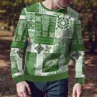 Hawaiian Quilt Ugly Christmas Sweater Tiki Tropical Retro Green Version - Wonder Print Shop