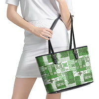 Hawaiian Quilt Leather Tote Bag Tiki Tropical Retro Green Version - Wonder Print Shop