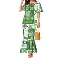Hawaiian Quilt Mermaid Dress Tiki Tropical Retro Green Version - Wonder Print Shop