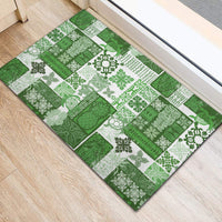 Hawaiian Quilt Rubber Doormat Tiki Tropical Retro Green Version - Wonder Print Shop