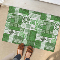Hawaiian Quilt Rubber Doormat Tiki Tropical Retro Green Version - Wonder Print Shop
