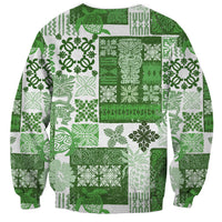 Hawaiian Quilt Sweatshirt Tiki Tropical Retro Green Version - Wonder Print Shop