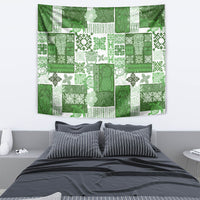 Hawaiian Quilt Tapestry Tiki Tropical Retro Green Version - Wonder Print Shop