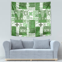 Hawaiian Quilt Tapestry Tiki Tropical Retro Green Version - Wonder Print Shop