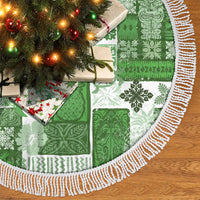 Hawaiian Quilt Tree Skirt Tiki Tropical Retro Green Version - Wonder Print Shop