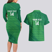Custom Ireland Cricket Couples Matching Long Sleeve Bodycon Dress and Hawaiian Shirt Irish Celtic Knot - National Color - Wonder Print Shop