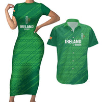 Custom Ireland Cricket Couples Matching Short Sleeve Bodycon Dress and Hawaiian Shirt Irish Celtic Knot - National Color - Wonder Print Shop