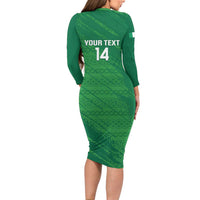 Custom Ireland Cricket Long Sleeve Bodycon Dress Irish Celtic Knot - National Color - Wonder Print Shop