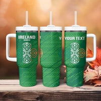 Custom Ireland Cricket Tumbler With Handle Irish Celtic Knot - National Color - Wonder Print Shop