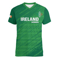 Custom Ireland Cricket Women V-Neck T-Shirt Irish Celtic Knot - National Color - Wonder Print Shop