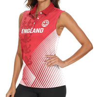 Custom England Cricket Women Sleeveless Polo Shirt Go Champions Sporty Style - Wonder Print Shop