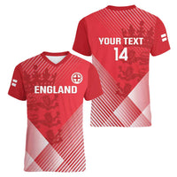Custom England Cricket Women V-Neck T-Shirt Go Champions Sporty Style - Wonder Print Shop