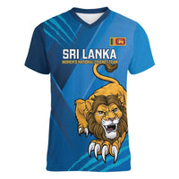 Custom Sri Lanka Cricket Women V-Neck T-Shirt Go Champions Lion Sporty Style - Wonder Print Shop