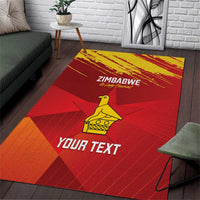 Custom Zimbabwe Cricket Area Rug Go Lady Chevrons Grunge Style - Wonder Print Shop